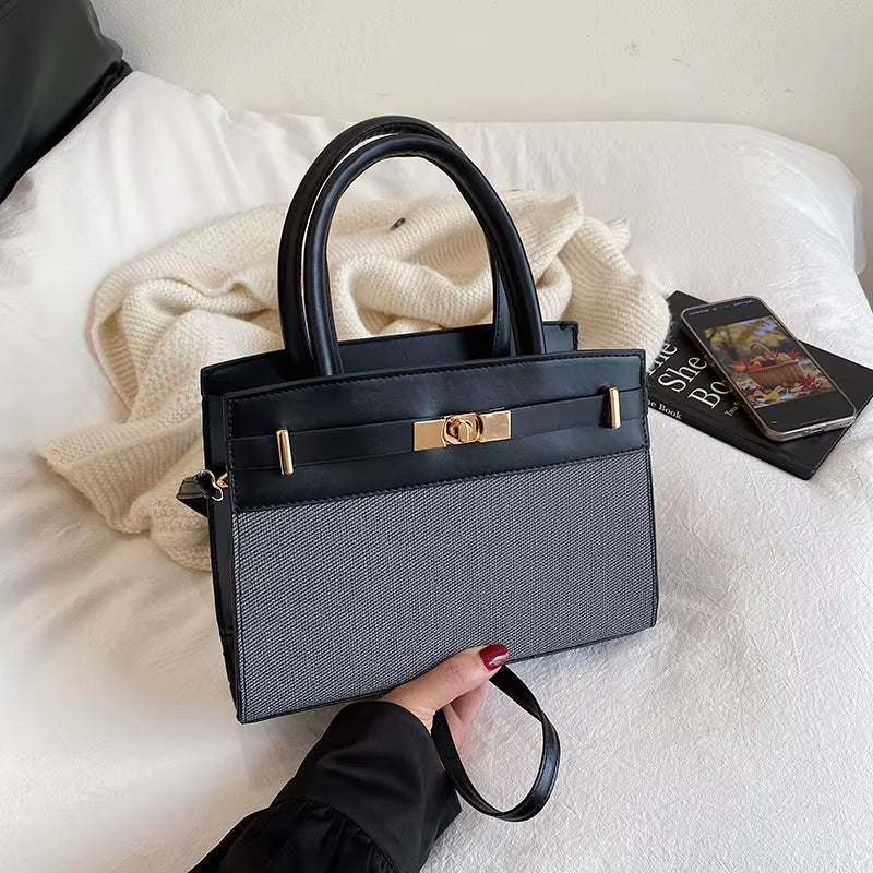 2026 New Women'S Color-Block Zipper Closure High Quality Crossbody Shoulder Commute Small Square Handbag
