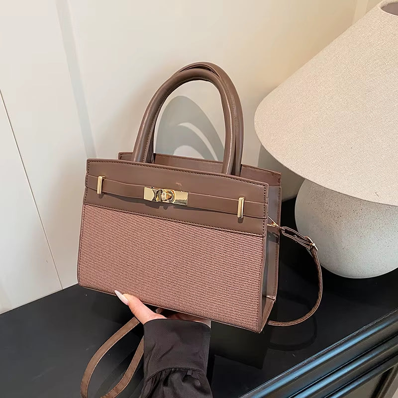 2026 New Women'S Color-Block Zipper Closure High Quality Crossbody Shoulder Commute Small Square Handbag