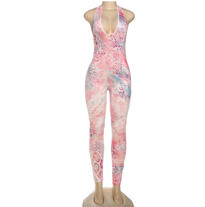 G00100C 2025 Summer Hot Sale Women Print Halter Rompers
