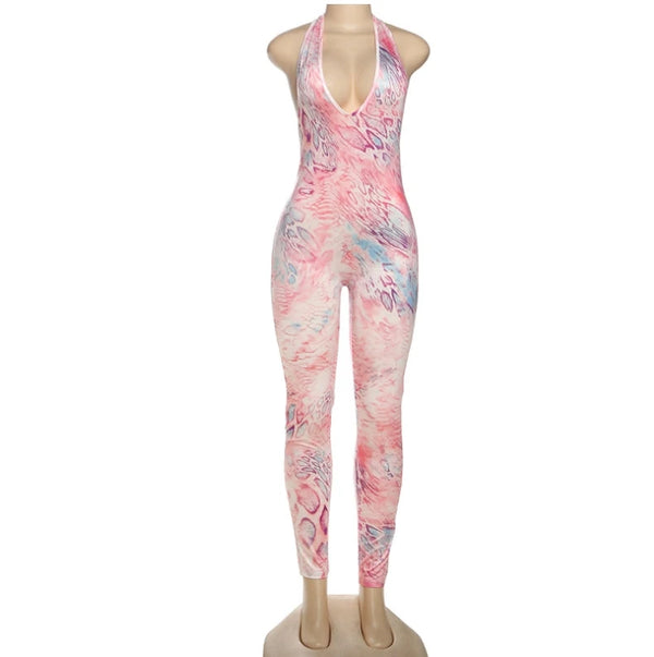 G00100C 2025 Summer Hot Sale Women Print Halter Rompers