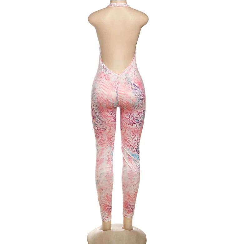 G00100C 2025 Summer Hot Sale Women Print Halter Rompers