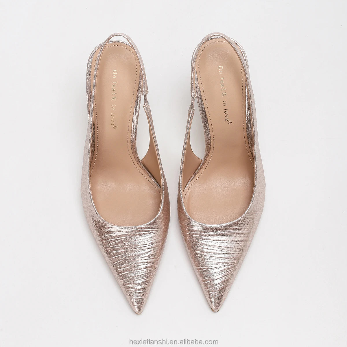 2026 New Arrival Women'S Slingback High Heels Pointed to Pumps Shiny Satin Upper Fashion Footwear for Wedding Party Evening Wear
