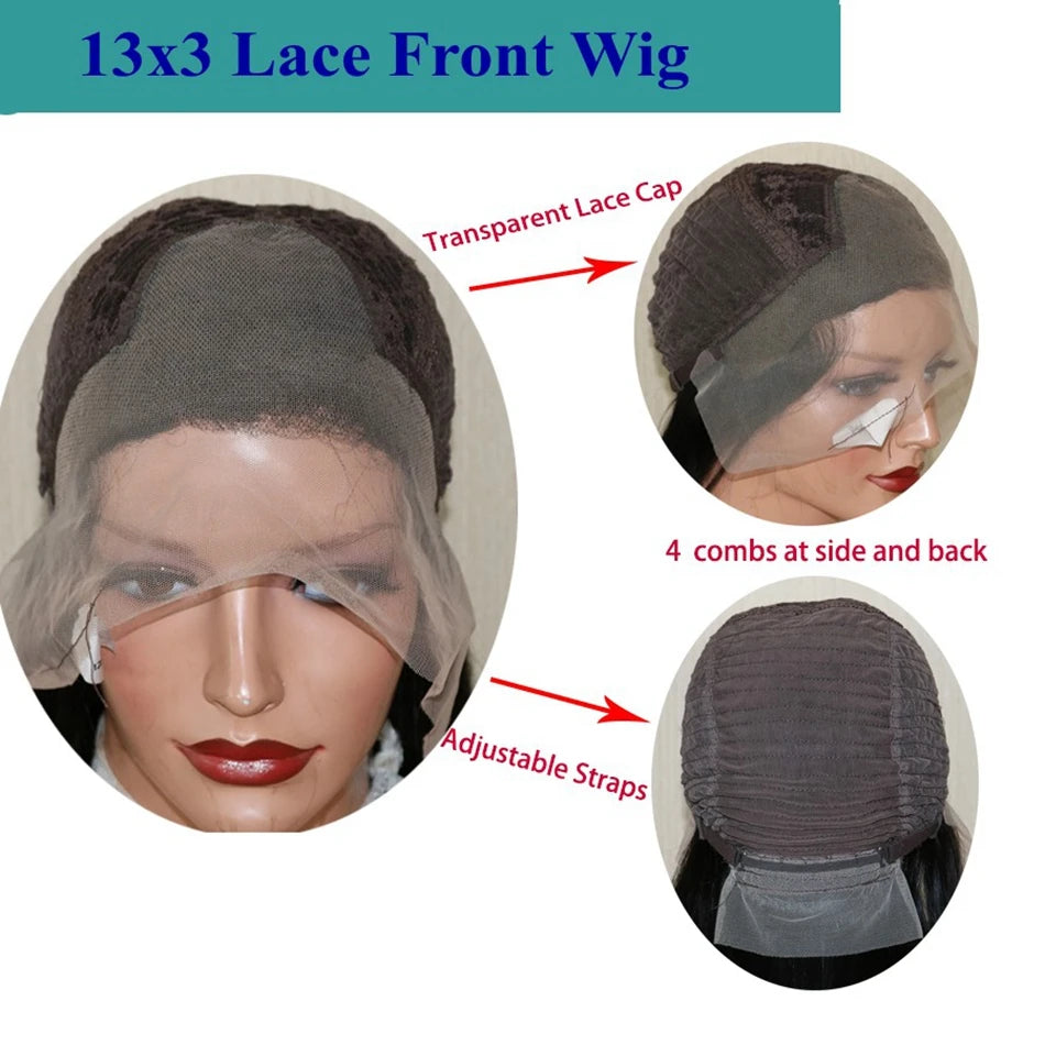 Glueless Lace Front Short Bob Natural Curl 100% Human Hair Wigs for Black Women 150 Density Brazilian Remy Hair 13x6 Lace Wig