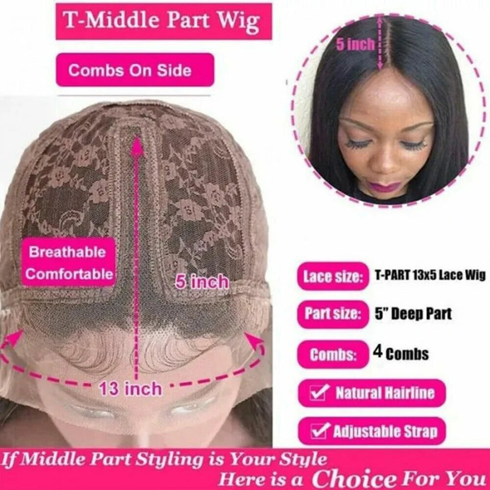 Sleek Straight Short Bob Lace Human Hair Wigs 13*5*2 T Part Lace Front Wig 180% Density Brazilian Lace Front Human Hair Wigs