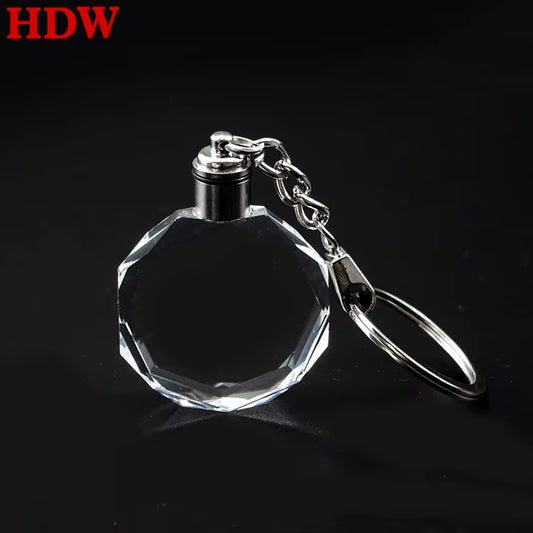 Wholesale Glass Astrology Go Characters Crystal Keychain Custom LED Flashing Light Keyring