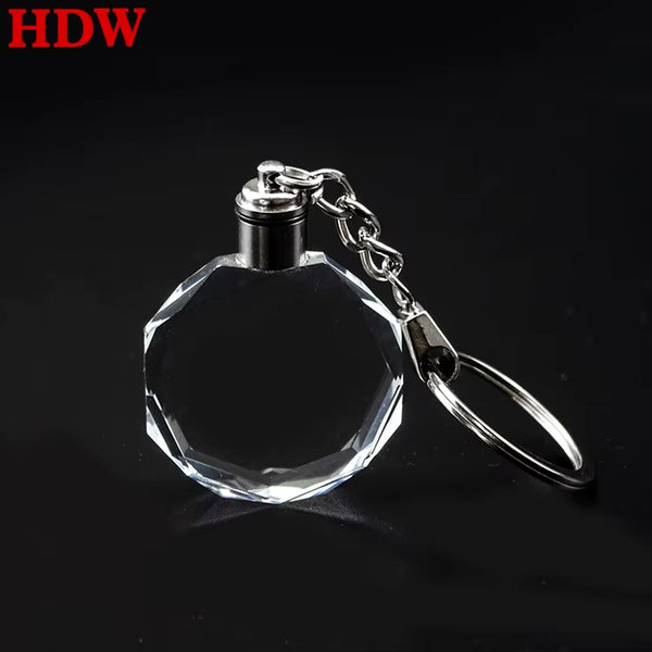Wholesale Glass Astrology Go Characters Crystal Keychain Custom LED Flashing Light Keyring