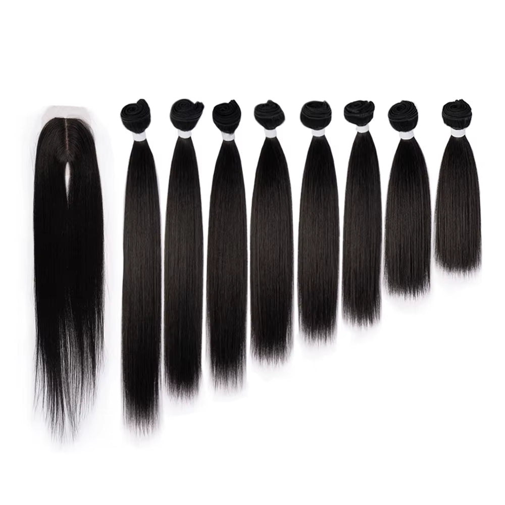Brazilian Human Hair Hand Feel Super Soft Smooth No Tangle No Shedding Hair Bundles with Closure Synthetic Hair Extension - VANN'D