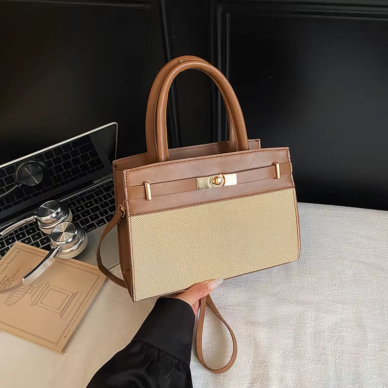 2026 New Women'S Color-Block Zipper Closure High Quality Crossbody Shoulder Commute Small Square Handbag
