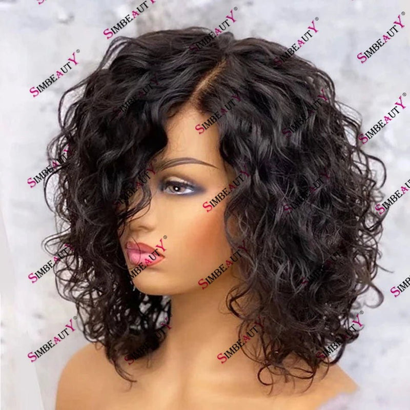 Glueless Lace Front Short Bob Natural Curl 100% Human Hair Wigs for Black Women 150 Density Brazilian Remy Hair 13x6 Lace Wig - ZYNDA