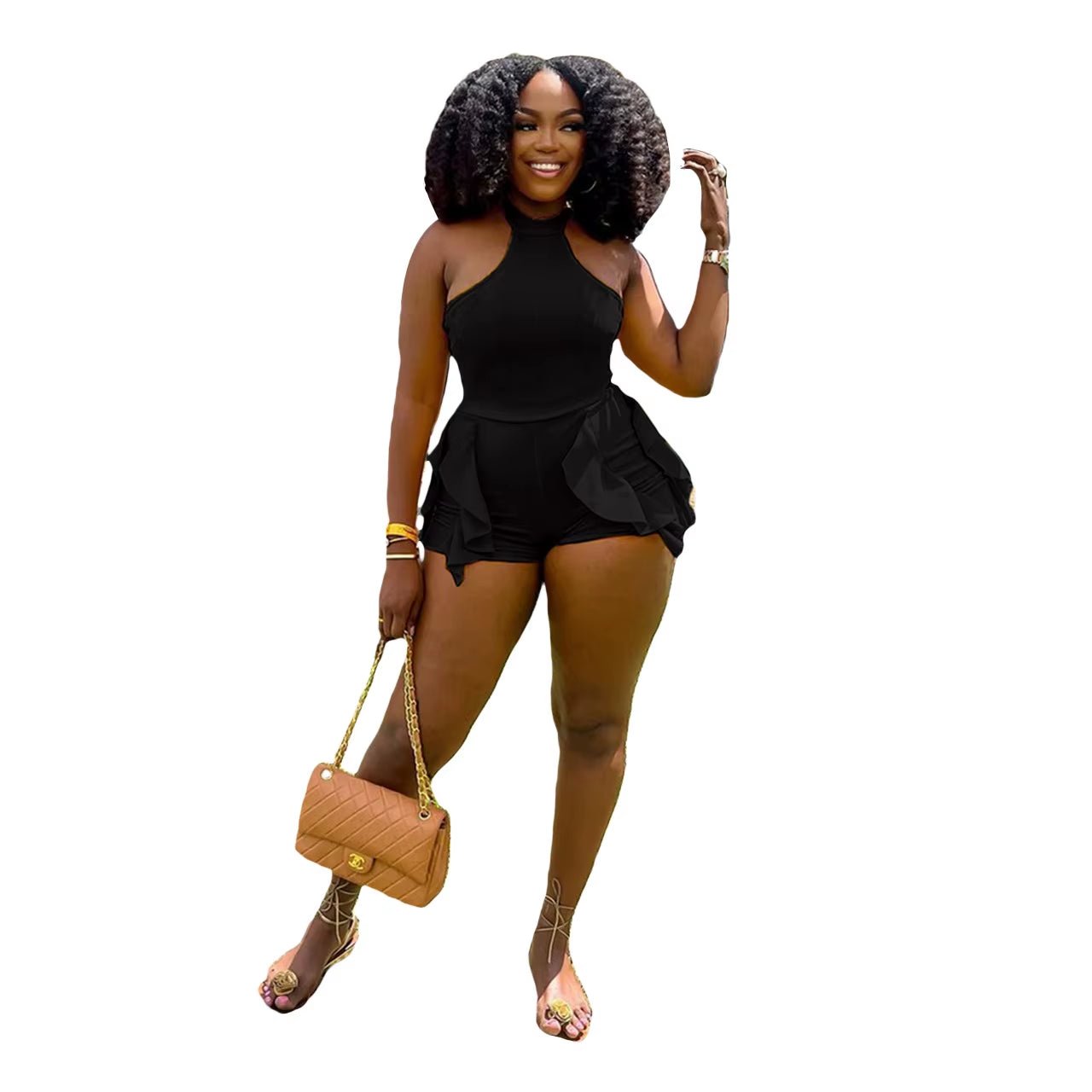 Truen 2023 New Arrival Women'S Clothing Fashion Sexy Solid Color round Neck Custom LOGO Sleeveless Women One Piece Jumpsuit - VANN'D
